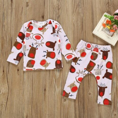 

US Infant Baby Boy Newborn Girl Long Sleeve Sleepwear Outfits Xmas Pyjamas PJs