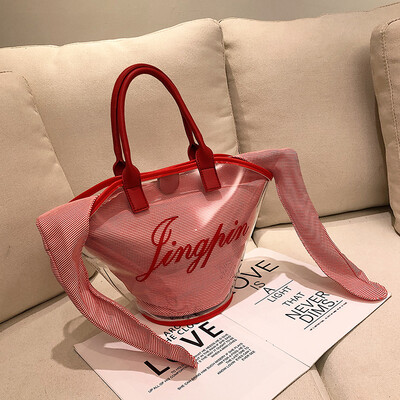 

Transparent bag handbags new 2019 spring&summer wild handbag fashion Korean version of the large-capacity single shoulder mother bag