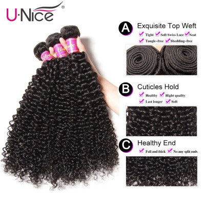 

UNice 8A Unprocessed Virign Brazilian Curly Human Hair Extensions 4 Bundles