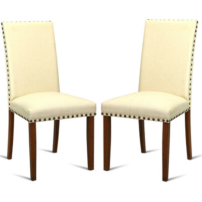 

Set of 2 High Back Armless Fabric Dining Chairs