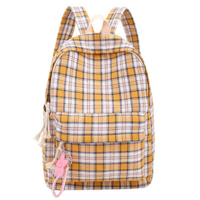 

Plaid Travel Backpacks Women Knapsack School Bags Canvas Large Rucksack