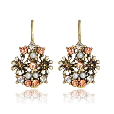 

Vintage Flower Colorful Rhinestone Earrings Fashion Elegant Earrings Womens Jewelry Modern Jewelry Ear Girl Gift