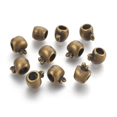 

Large Hole Tibetan Style Metal European Beads Lead Free & Cadmium Free & Nickel Free Apple Antique Bronze Color