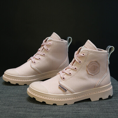 

Candy-colored canvas Martins womens summer 2019 new breathable Korean version of high-heeled shoes British style casual boots tid