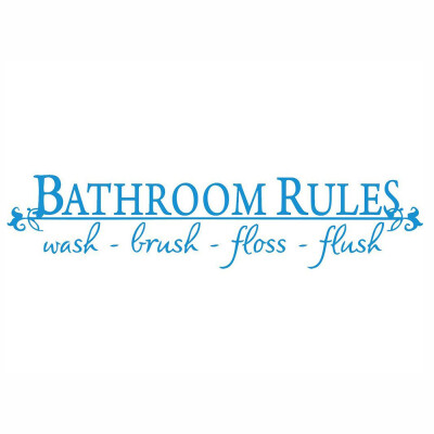 

Toponeto BATHROOM RULES Wash Brush Floss Flush Quote Saying Wall Sticker For Bathroom