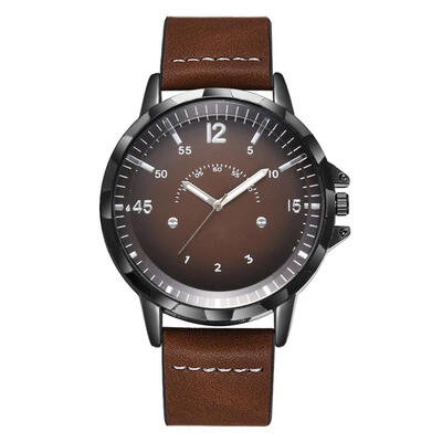 

WomenMen Big Round Dial Quartz Watch Leather Band Casual Analog Wristwatch