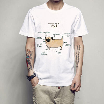 

Animal Analysis Creative Pattern European And American Style Pug Dissection Short-sleeved T-shirt