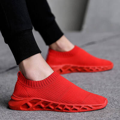 

2019 new old Beijing shoes trend casual mens flying woven tide shoes summer breathable shoes one foot mens shoes