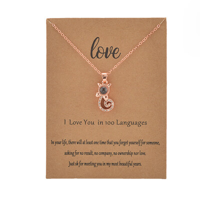 

With Card Cat 100 Language I love You Necklace For Women Wedding Letter Necklace Jewelry Drop Shipping