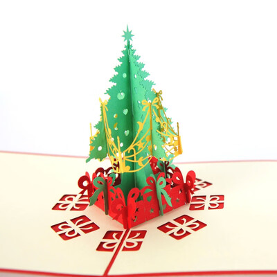

New Hot 3D Popup Christmas Tree Greeting Card With Envelope Christmas Cards Unique Holiday Postcards Invitations for Year Festival