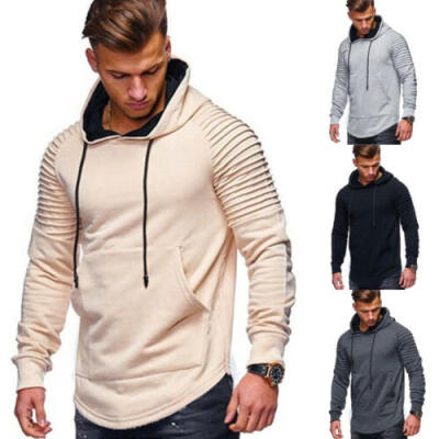 

Men Winter Casual Hoodie Warm Pullover Fleece Sweatshirts Hooded Coat Plain Tops