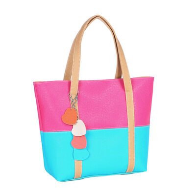 

Sweet Women Candy Color Heart Pendant Faux Leather Handbag Shoulder Tote Bag