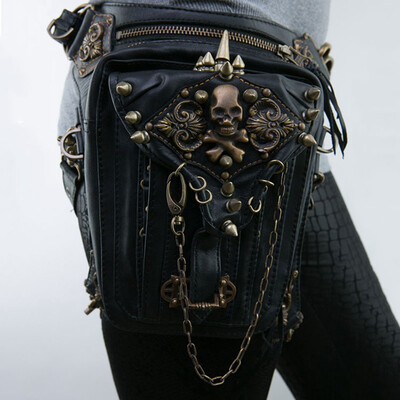 

Fashion Design Steampunk Retro Motorcycle Leg Bag Waist Bag Multifunctional Shoulder Bag Crossbody Bag