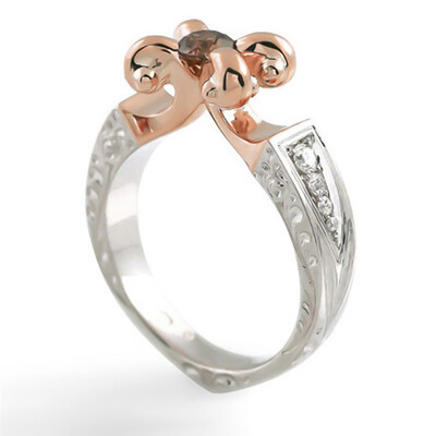 

Creative Two-Tone Gold Color Rose Flowers Inlaid Zircon Ring
