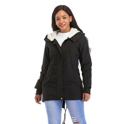 

Toponeto Womens Winter Warm Long Hooded Drawstring Waist Jacket Pocket Cotton Clothing