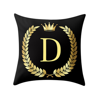 

〖Follure〗Pillow Cover Black&Gold Letter Pillowcase Sofa Cushion Cover Home Decor