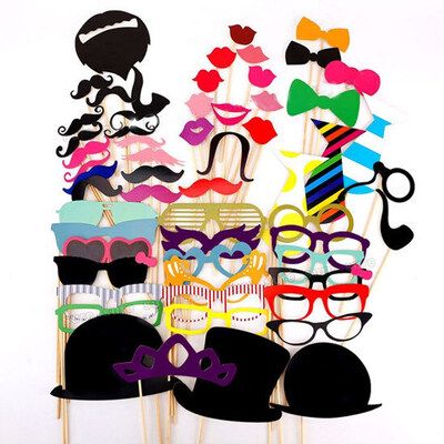 

58Pcs Photo Booth Photobooth Wedding Props Birthday On A Stick Party Prop DIY