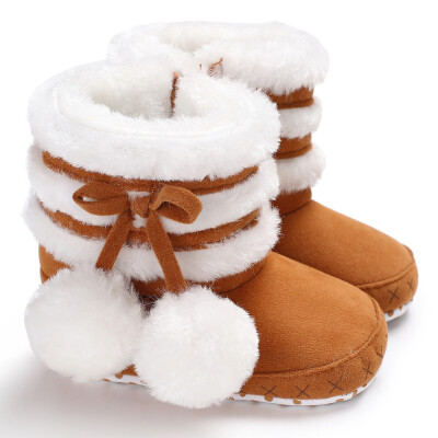 

WEIXINBUY 2 Style Sweet Infant Baby Girls Cotton Shoes Furry Soft Sole Toddler Baby Girl Winter Boots Booties First Walkers