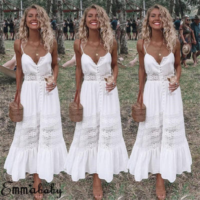 

Emmababy Boho Summer Evening Party Sundress Oversized Strappy Long Maxi Dress