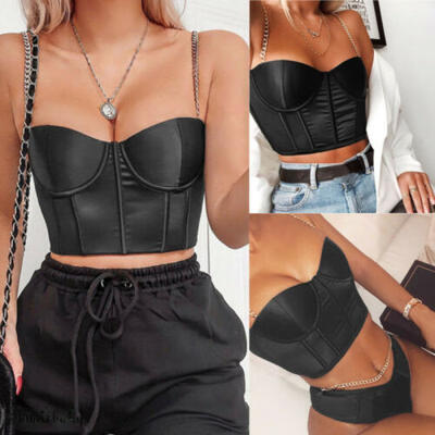 

Women Sexy Chain Bra Crop Tops Summer Strappy Bustier Bralette Corset Club Vest