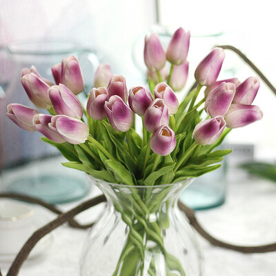 

FUNNYBUNNY 4pcs Artificial Flowers Tulips Wedding Bouquets Flowers PU Tulips Flowers Arrangement Bouquet Home Party WeddingDecor