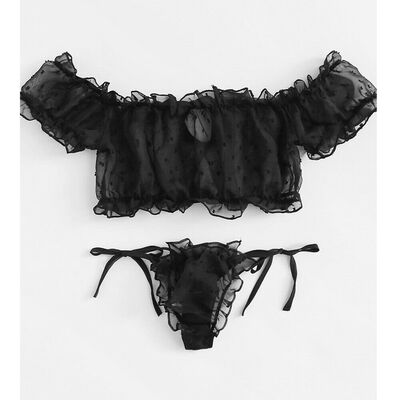 

Womens Sexy Lingerie Babydoll Lace Bra Set G-string Panty Underwear Nightwear
