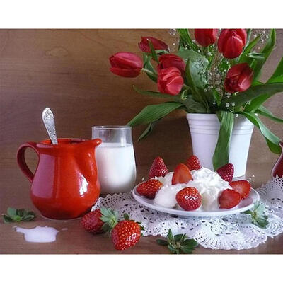 

5D DIY Full Drill Diamond Painting Strawbeery Milk Cross Stitch Mosaic Kit
