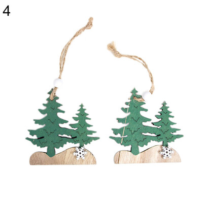 

2Pcs Wooden Christmas Santa Deer Elk Ornament Xmas Tree Pendant Party Decor