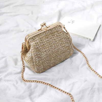 

Tailored Women Fashion Summer Beach Wild Chain Messenger Shoulder Bag Solid Weaving Bag