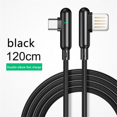 

Right Angled USB C Date Cable 90 Degree Braided Type C To Lightning 3A Fast Charging Cable 4ft With Indicator Light