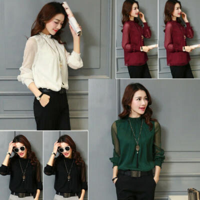 

Hot Fashion Women Loose Long Sleeve V Neck Casual Chiffon T Shirt Blouse Top