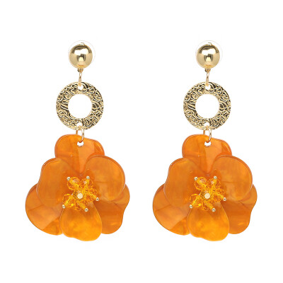 

2019 Cute Women Resin Flowers Statement Earrings Multi Color Fashion Wedding Jewelry Drop Dangle Earrings Wholesale J50054