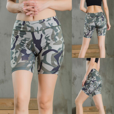 

Tailored Womens Camouflage Luminous Reflective Strip Yoga Sports Shorts Yoga Pant