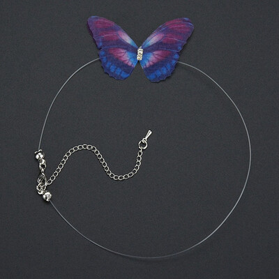 

Silk Crystal Fishline Choker 3D Yarn Butterfly Invisible Women Necklace 1pc