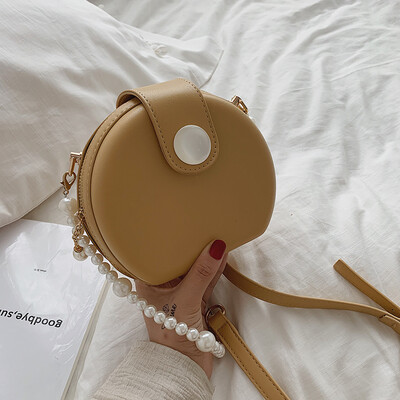 

Advanced foreign gas bag summer chic pearl slant round bag new 2019 Korean version 100 lap single shoulder bag