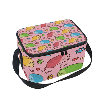 

ALAZA Insulated Lunch Box Happy Beauty Cats Lunch Bag for Men Women Portable Tote Bag Cooler Bag