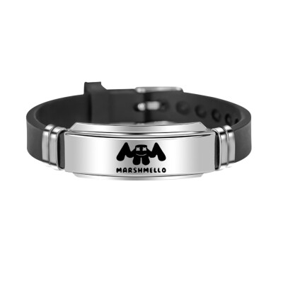 

Dj Marshmello Face Wristbands Titanium Steel Adjustable Silicone Bracelets Bangles For Unisex Women Men