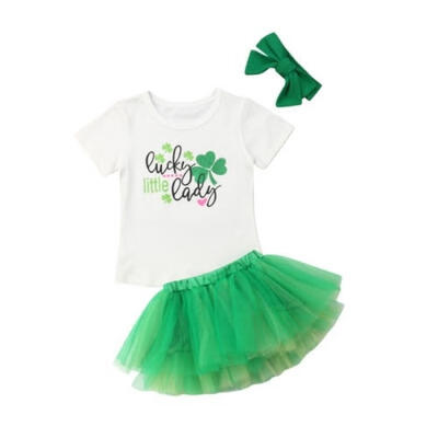 

3PcsSet Newborn Baby Girl T-shirt Tops Tutu Skirt Headband Outfits Clothes