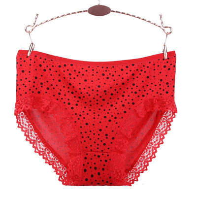 

Sexy Lace Stitching Wave Print Briefs Underwear Women Breathable Middle Waist Ladies Hip Briefs Intimates ropa interior femenina