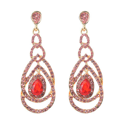 

Statement Hollow Geometric Circles Rhinestone Women Earrings Bridal Jewelry