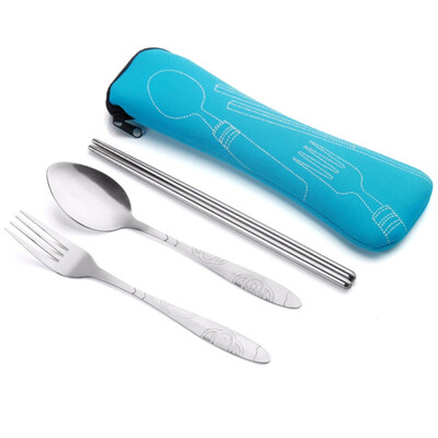

Portable Stainless Steel Cutlery Set Tableware Set With Cloth Bag Lunch Tools Set Hot Sale Dinnerware Sets Lightweight Outdoor
