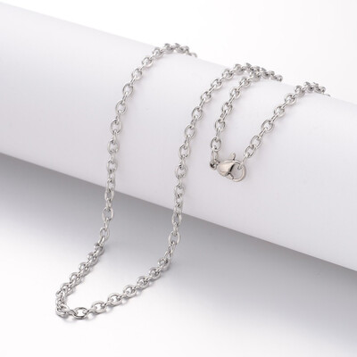 

304 Stainless Steel Necklace Making Cable Chains with Lobster Clasps Stainless Steel Color 1772"450mm 2mm