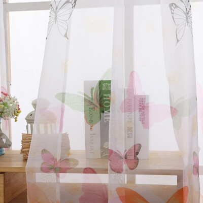 

Gobestart 1 PCS Floral Tulle Door Window Curtain Drape Panel Sheer Scarf Valances