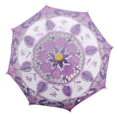 

Gobestart Mini Vintage Wood Embroidery Pure Cotton Lace Umbrella Wedding Umbrella So Small for Wedding Gift Photo Props Kids Gift