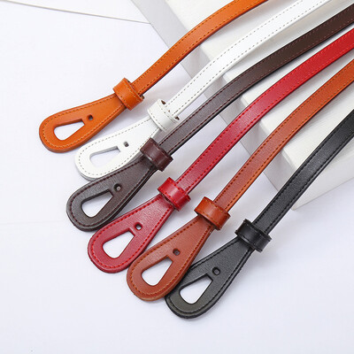 

New leather thin belt ladies with dress knotted decorative thin belt retro wild leather strap