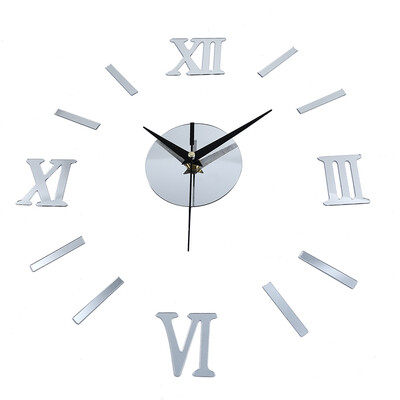 

Roman Numerals Mirror Effect Sticker DIY Wall Clock Home Decoration