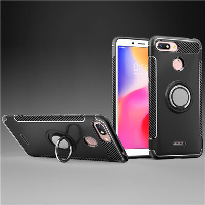 

Back Cover For Xiaomi Redmi 6 Case Car Holder Stand Hard PC Silicon Ring Suction Bracket Celulars