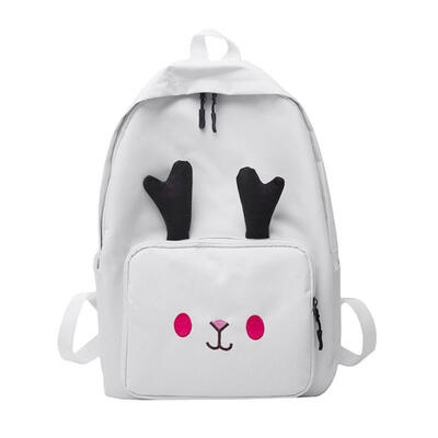 

Deer Horn Decor Totes Women Backpack Large Capacity Zip Nylon Rucksack