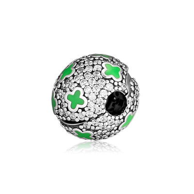 

CKK DIY 925 Silver Pale Cosmic Stars Clip CharmGreen four-Leaf Clover & Clear CZ CKC007 16508