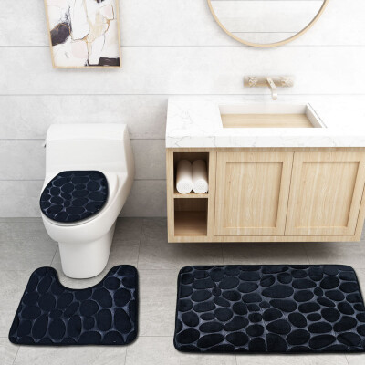 

Toponeto Three Sets of Toilet Floor Cushion 3 sets of 3D Cobblestone Cushion